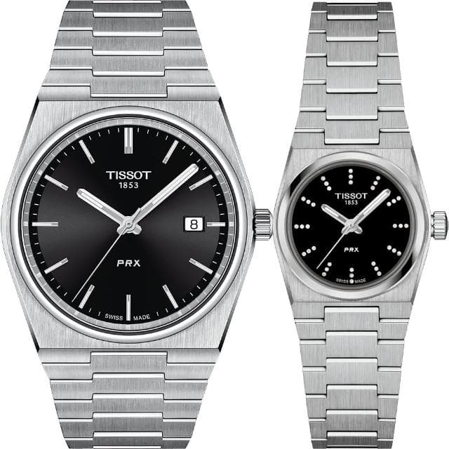 【TISSOT 天梭 官方授權】PRX系列復刻石英對錶 情侶手錶 520禮物 送禮(T1374101105100+T1370101105600)