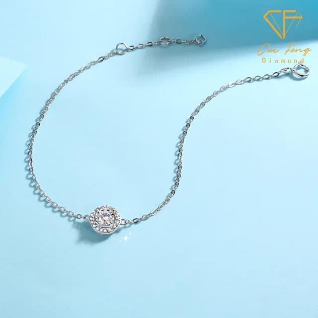 【CF鑽飾】手鍊 莫桑鑽《經典圓包》(50分 雙11限定  鑽石手鏈 禮物 聖誕 交換禮物 生日)