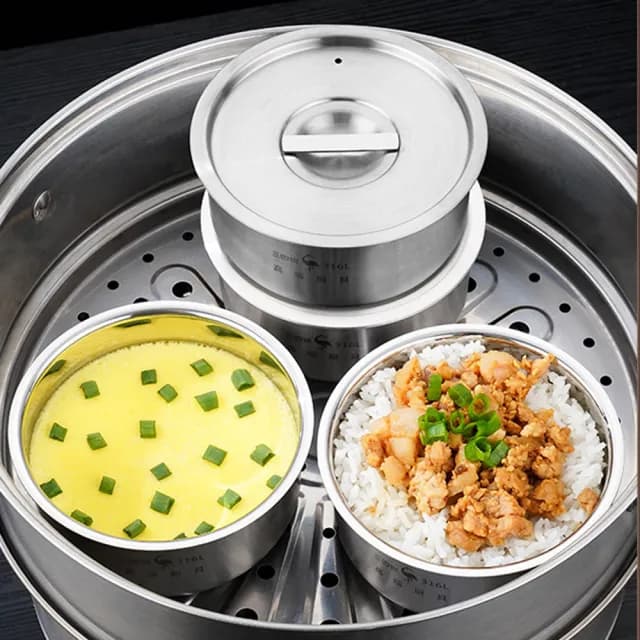 【PUSH!】餐具用品 燉盅316不銹鋼 12cm帶蓋蒸蛋碗 水蒸雞蛋羹嬰兒輔食 蒸飯蒸菜碗(碗 蒸蛋碗 燉盅 E206)