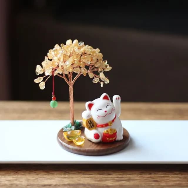【JEN】水晶招財樹招財貓2款可選(開業送禮 交換禮物 生日禮物 喬遷 入新居 尾牙 新年送禮)