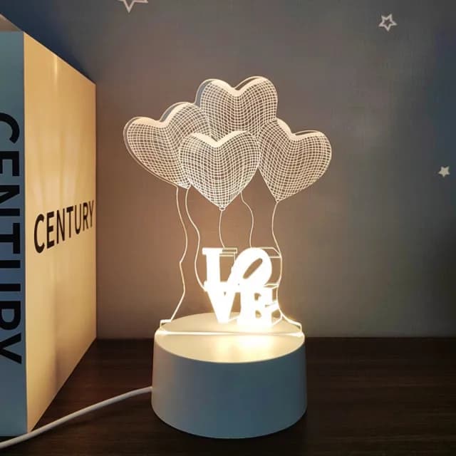【A-ONE 匯旺】7色LED小夜燈 愛心氣球LOVE 壓克力裝飾燈 氛圍燈 氣氛燈 造型燈 生日禮物