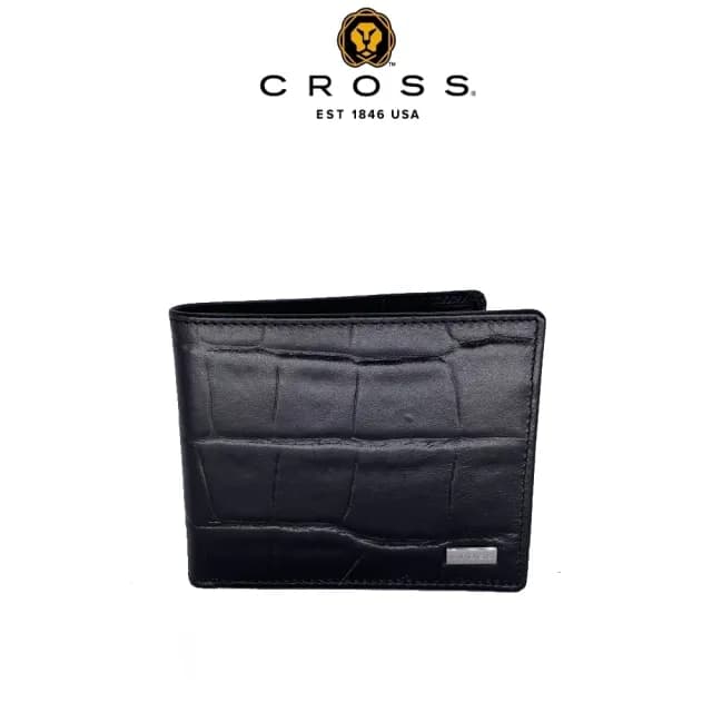 【CROSS】限量2折 頂級小牛皮4卡零錢袋鱷魚紋男用皮夾 全新專櫃展示品(七夕情人節禮物 送禮 男夾)
