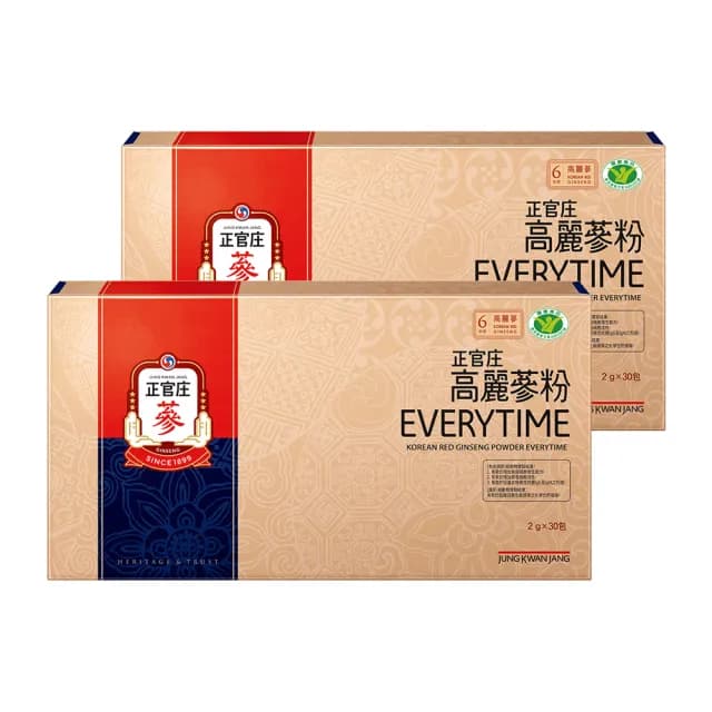 【正官庄】高麗蔘粉EVERYTIME 2盒組-2gx30入/盒(健康食品雙認証/調節免疫力/粉末)