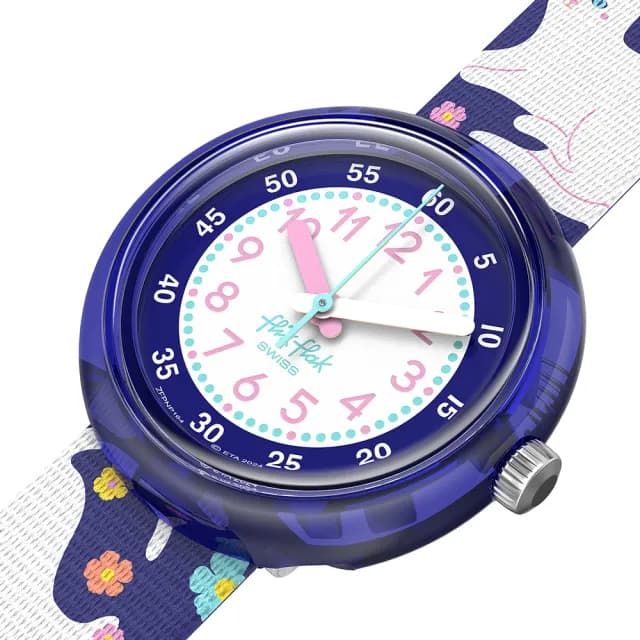 【Flik Flak】兒童手錶 FANCY CAT /兒童禮物/安全防水/瑞士製造 FPNP164(31.85mm)