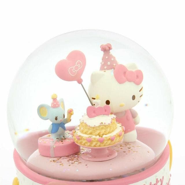 【JARLL 讚爾藝術】Hello Kitty 生日 水晶球音樂盒(生日禮物 新居禮物 閨蜜禮物 情人節禮物)