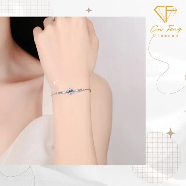 【CF鑽飾】手鍊 莫桑鑽《純愛》(1克拉 雙11限定 情人節 鑽石 手鏈  聖誕 交換禮物 生日)