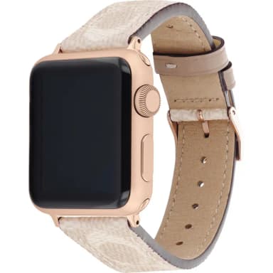 【COACH】Apple Watch 錶帶 38/40mm 適用 皮錶帶 - 米黃色 母親節 送禮 禮物(不含手錶)