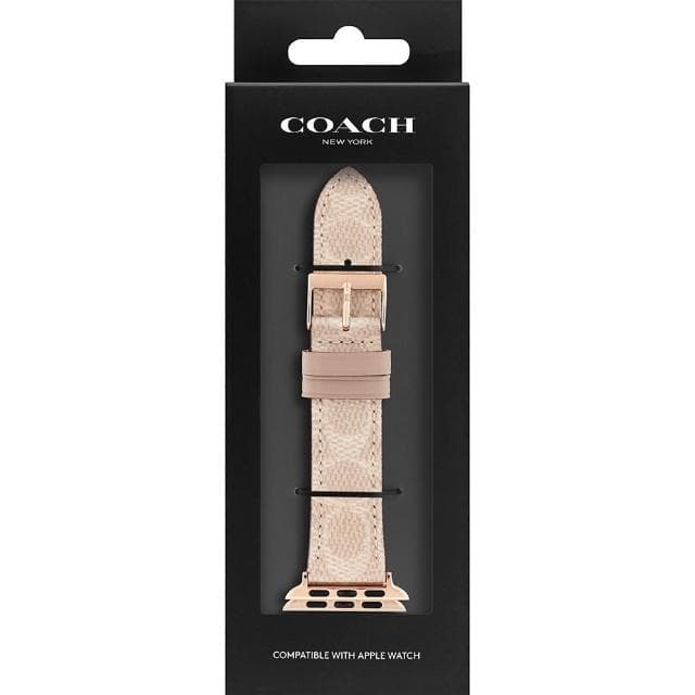 【COACH】Apple Watch 錶帶 38/40mm 適用 皮錶帶 - 米黃色 母親節 送禮 禮物(不含手錶)