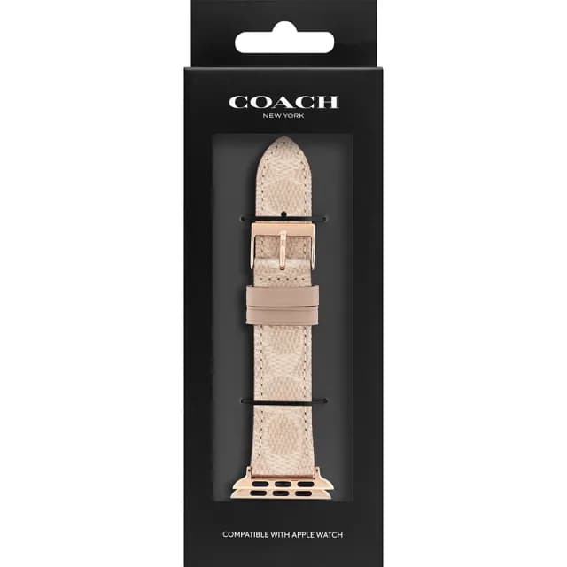 【COACH】Apple Watch 錶帶 38/40mm 適用 皮錶帶 - 米黃色 母親節 送禮 禮物(不含手錶)