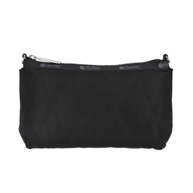 【Lesportsac】菱格壓紋斜背隨身包手拿包 送禮 禮物(黑色)