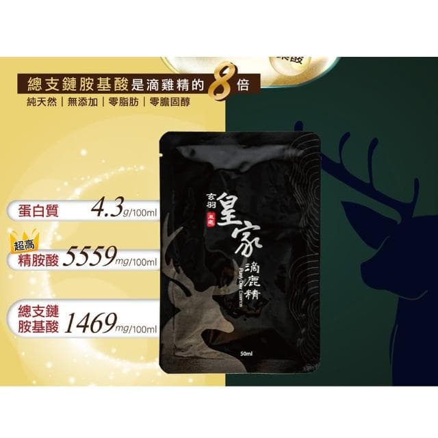 【玄羽皇家】滴鹿精50mlx9入/盒(常溫隨身包/鹿精/澳洲紅鹿/補鐵好氣色/滋養元氣/春節送禮/送禮推薦)