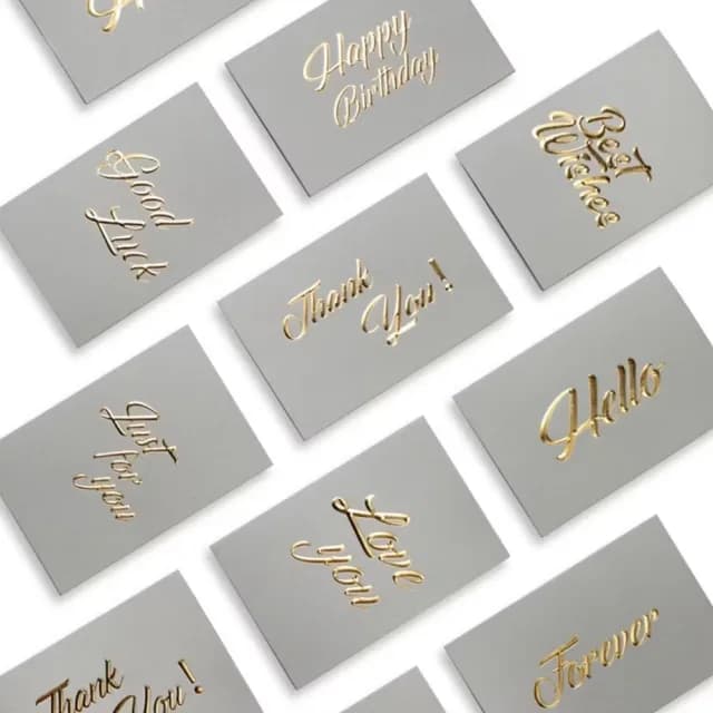 【good luck】簡約好運燙金卡片5入-附信封+內頁(商務賀卡 祝福卡 婚禮小卡 生日賀卡 留言 明信片 畢業)