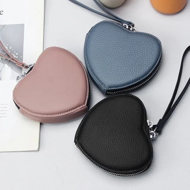 【MoonDy】真皮包包 零錢包 零錢包 小包包 手拎包 愛心包包 手拎愛心包 口紅包 無線耳機收
