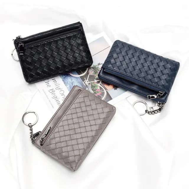 【玩皮工坊】羊皮手工編織 KN128 女士雙層零錢包(真皮包包 三色可選)