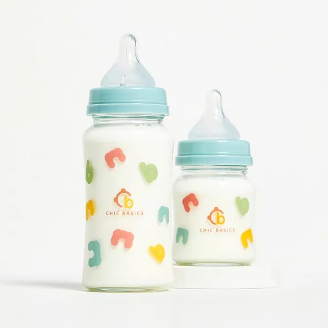 【奇哥官方旗艦】CHIC BASICS耐熱硼矽玻璃寬口奶瓶(240ml x4)