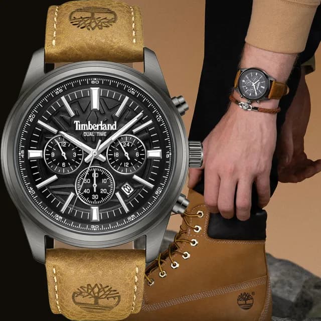 【Timberland】天柏嵐 NORTHBRIDGE 三眼計時手錶-45mm 禮物 送禮 推薦(TDWGF0041205)