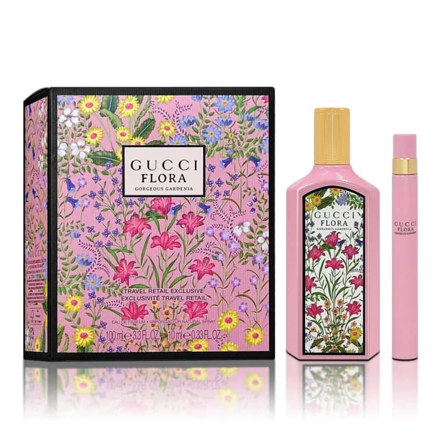 【GUCCI 古馳】華麗梔子花女性淡香精 100ml香氛禮盒(淡香精100ML+隨身瓶10ML 平行輸入)