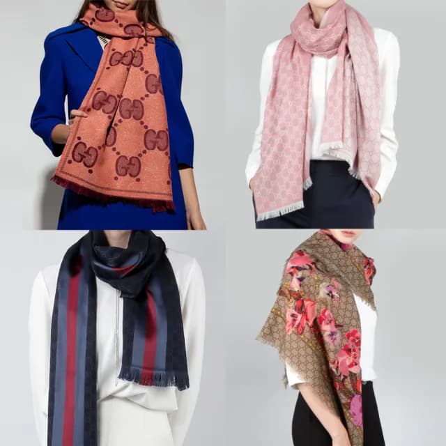 【GUCCI 古馳】經典GG LOGO羊毛混絲斜紋雙色流蘇披巾/圍巾(多色可選)