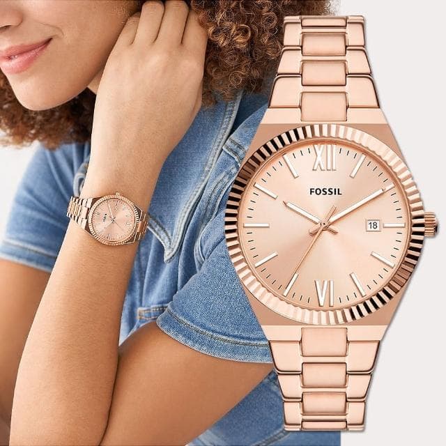 【FOSSIL】Scarlette 玫瑰金手錶-38mm 母親節 送禮 禮物(ES5258)