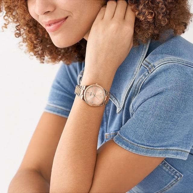 【FOSSIL】Scarlette 玫瑰金手錶-38mm 母親節 送禮 禮物(ES5258)