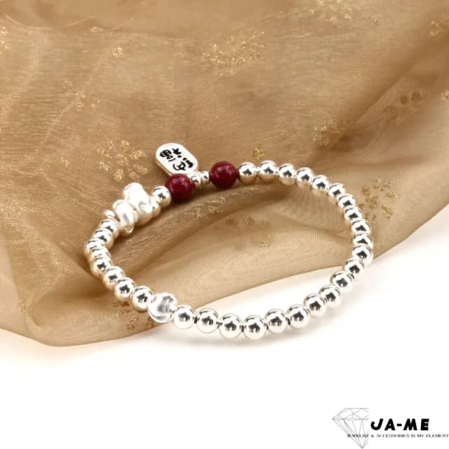 【JA-ME】999千足銀硃砂萌蛇招財納福手珠(77購物節/禮物/現貨)