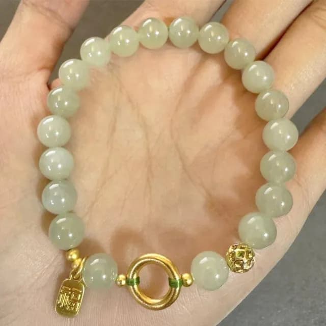 【LEEHER】烟紫和田玉/送女友禮物/手串/手鍊/玉手環/和田玉手鍊/氣質手鍊/優雅大方/福字/保平安/招財手鍊
