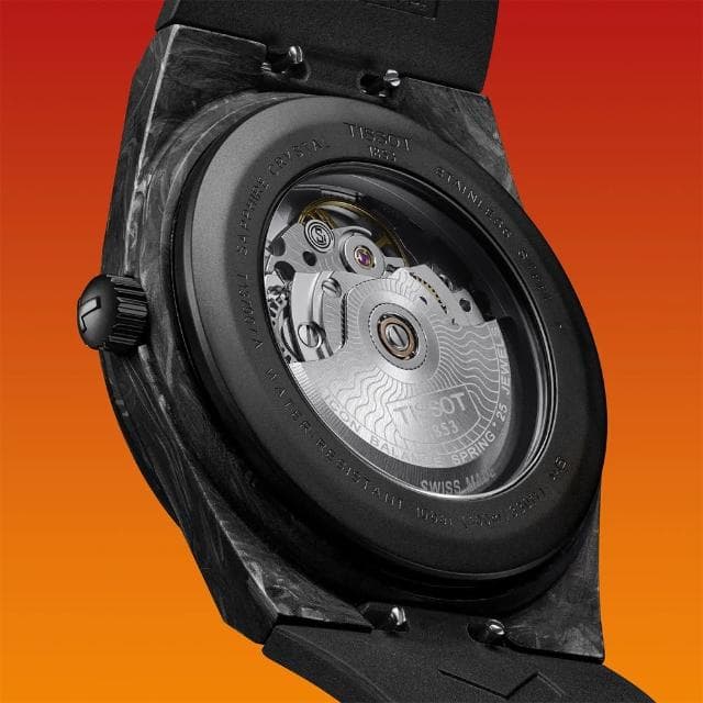 【TISSOT 天梭 官方授權】李棟旭配戴款 PRX 鍛造碳纖維機械錶-40.5mm 母親節 禮物 送禮(T1379079720100)