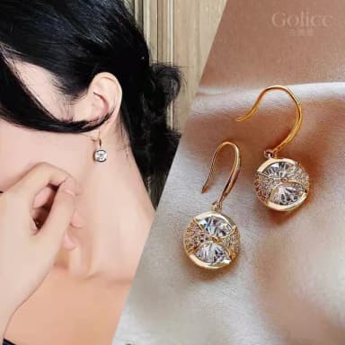 【Golicc】耳環 輕奢鑲鑽 復古簡約設計(母親節 生日 情人節 飾品 耳釘 耳飾 耳墜 禮物)