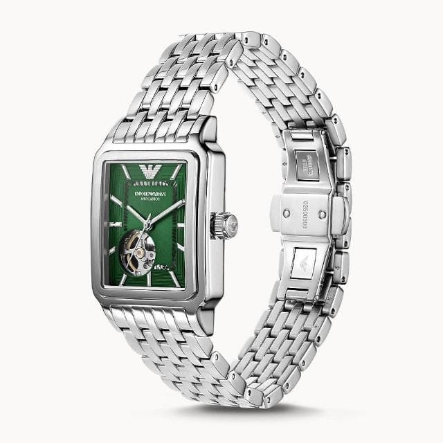 【EMPORIO ARMANI】亞曼尼 偏芯坦克小鏤空機械手錶-36mm 送禮 禮物 推薦(AR60067)