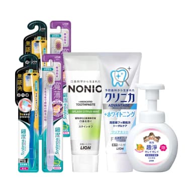 【LION 獅王】小資入門新客組(牙膏2入+牙刷4入+洗手慕斯250ml/ 交換禮物/ 聖誕禮物)