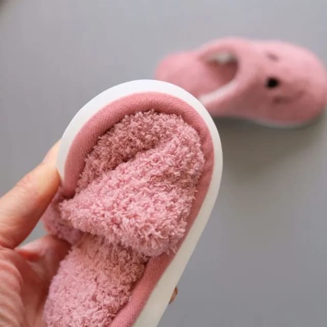 【橘魔法】笑臉捲捲毛室內拖鞋(室內鞋 居家拖鞋 保暖棉鞋 拖鞋 中性款 男童 女童 大童 兒童 童裝 童鞋)