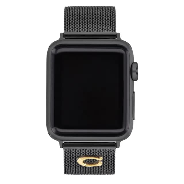 【COACH】Apple Watch 錶帶 38/40/41mm 適用 C字米蘭錶帶-黑色 禮物 送禮(不含手錶)