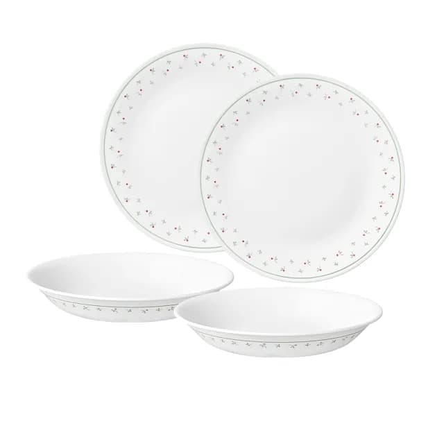 【CorelleBrands 康寧餐具】莓好時光4件式餐盤組(8吋平盤x2+8吋深盤x2)