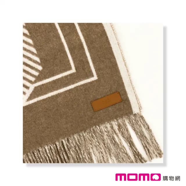 【Hermes 愛馬仕】羊絨圍巾 經典標誌圖案(棕色)