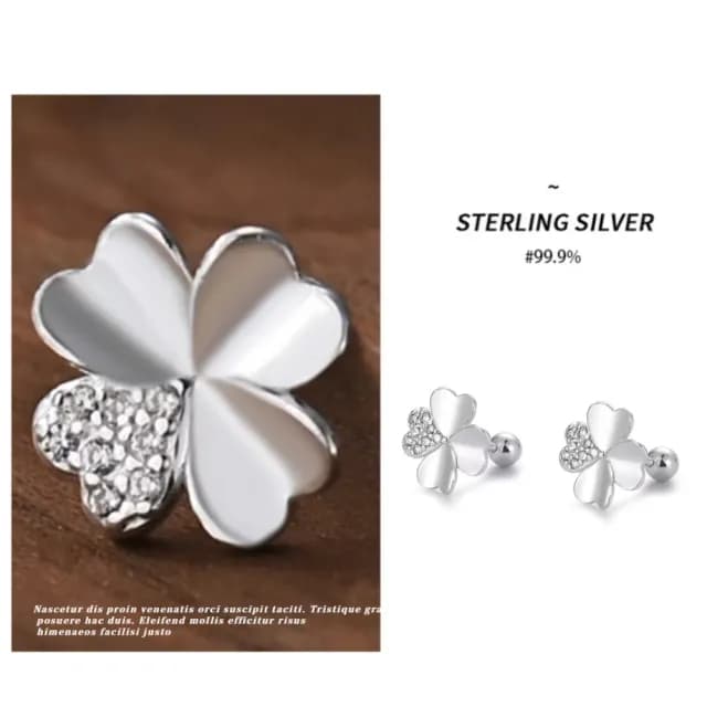 【好運必備】高級感999純銀四葉幸運草耳針(耳環 配件 耳釘 耳扣 銀針 女 簡約 開運飾品)