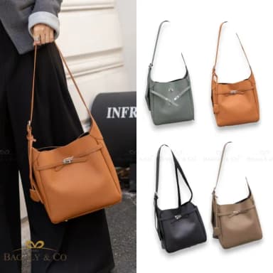 【BAGGLY&CO】母親節禮物 凡爾絲TOGO頭層牛皮大容量肩背包斜背包子母包(棕色/焦糖/綠色/黑色)