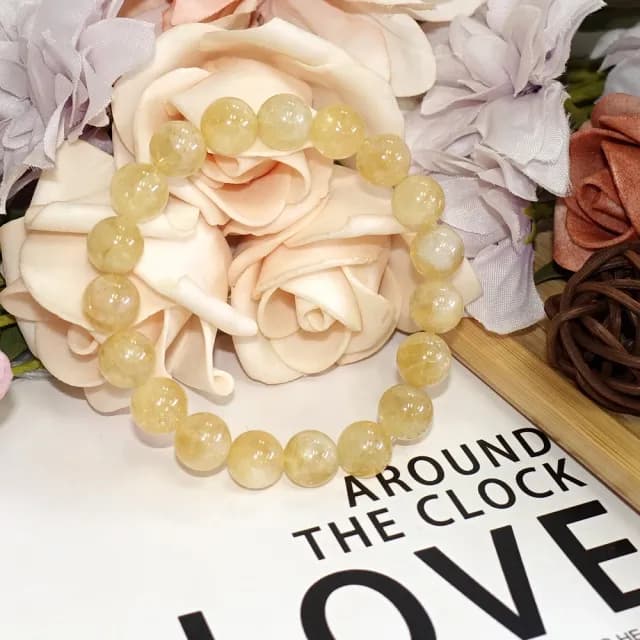 【德山珠寶】特價5A級10mm天然異象黃水晶手鍊(情人節生日禮物飾品母親節水晶手鍊CE476)