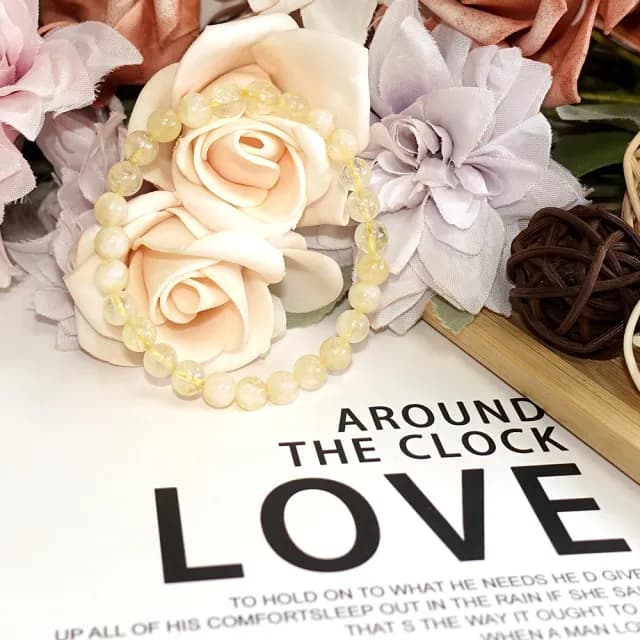 【德山珠寶】特價5A級6mm天然異象黃水晶手鍊(情人節生日禮物飾品母親節水晶手鍊CE476)