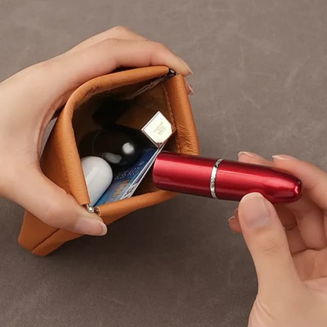 【MoonDy】零錢包 彈片收納包 鑰匙包 耳機包 飾品收納 小包包 自動開合收納包 口紅包 真皮包包 收納