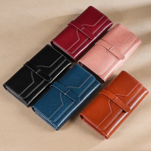 【MoonDy】雙11 錢包 牛皮錢包 長皮夾 三折錢包 信封包 長夾 防盜刷 手拿包