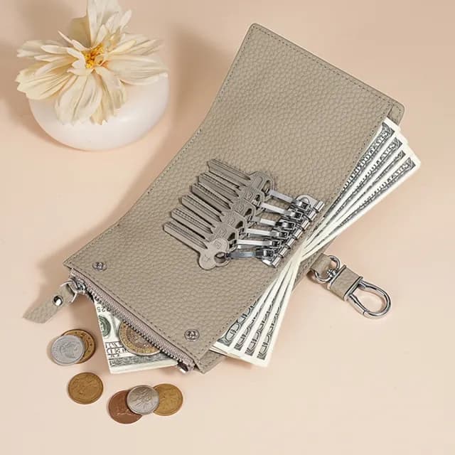 【MoonDy】雙11 皮夾 鑰匙包 多功能錢包 鑰匙套 女士錢包 真皮鑰匙包 真皮短夾 牛皮短錢包 鑰匙