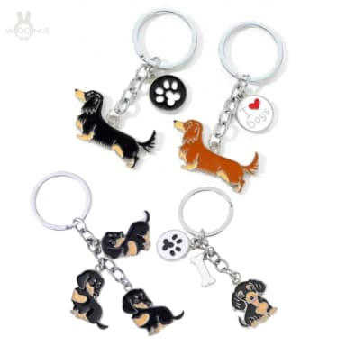 【WOONUE】1入高品質臘腸狗動物鑰匙圈扣(兒童情人節朋友愛狗婚禮小物 生日禮物)