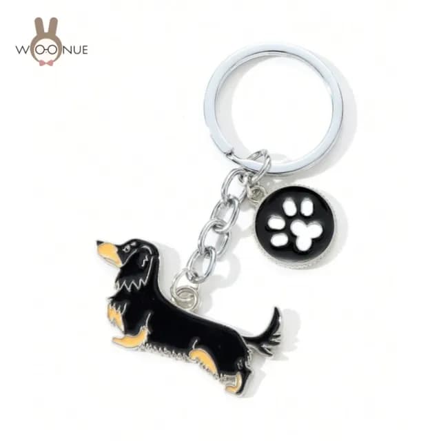 【WOONUE】1入高品質臘腸狗動物鑰匙圈扣(兒童情人節朋友愛狗婚禮小物 生日禮物)
