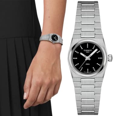 【TISSOT 天梭】PRX系列 1970復刻 復古真鑽腕錶 母親節 禮物 推薦(T1370101105600)