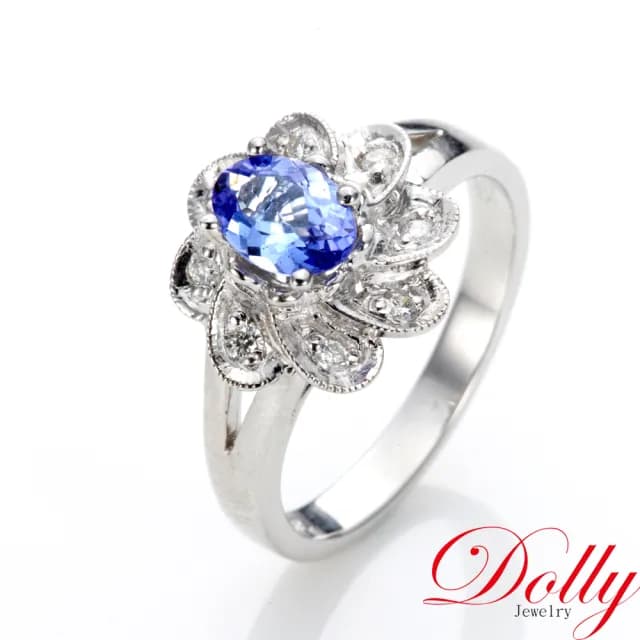 【DOLLY】14K金 天然丹泉石鑽石戒指-005(母親節 長輩送禮 交換禮物首選)