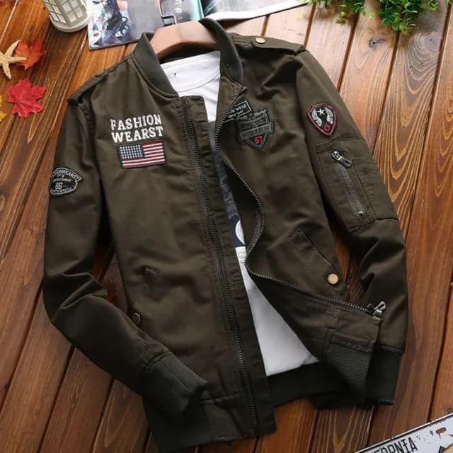 【巴黎精品】父親節禮物 軍裝外套復古工裝古著立領夾克(春夏薄款棉質飛行服男外套3色a1fa37)