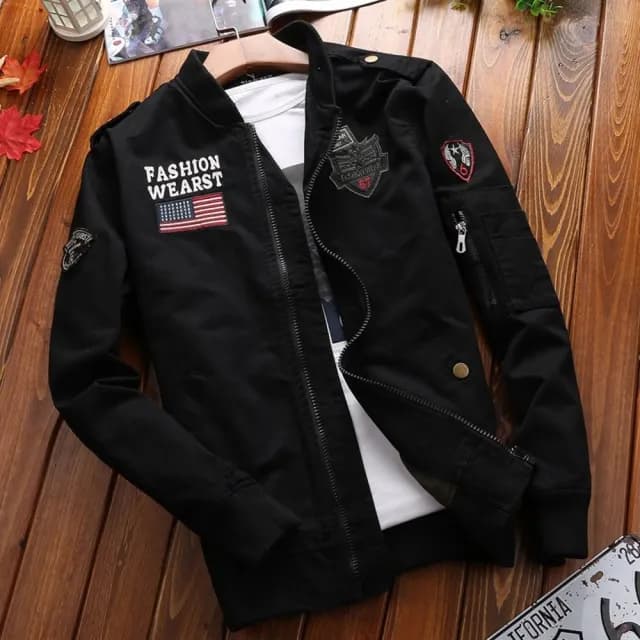 【巴黎精品】父親節禮物 軍裝外套復古工裝古著立領夾克(春夏薄款棉質飛行服男外套3色a1fa37)