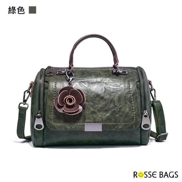 【Rosse Bags】母親節禮物 百搭復古波士頓包(現+預  黑色／綠色／橙色)