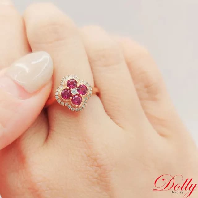 【DOLLY】天然 彩色藍寶石鑽石戒指(母親節 長輩送禮 交換禮物首選)