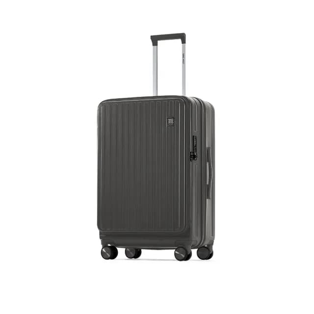 【NINE WEST 官方直營】BYRON經典直條 28吋前開式防爆耐摔可擴充旅行行李箱 NW31268(鐵灰色)